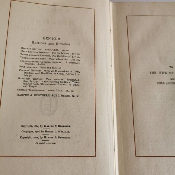 1901 Ben-Hur Player's Edition Hardcover Book, Antique Collectable - Picture 6 of 11